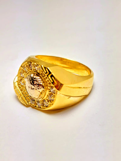 Gold Greek design ring for men