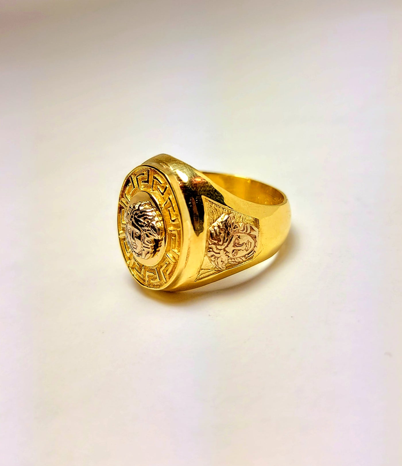 Gold Greek design ring for men