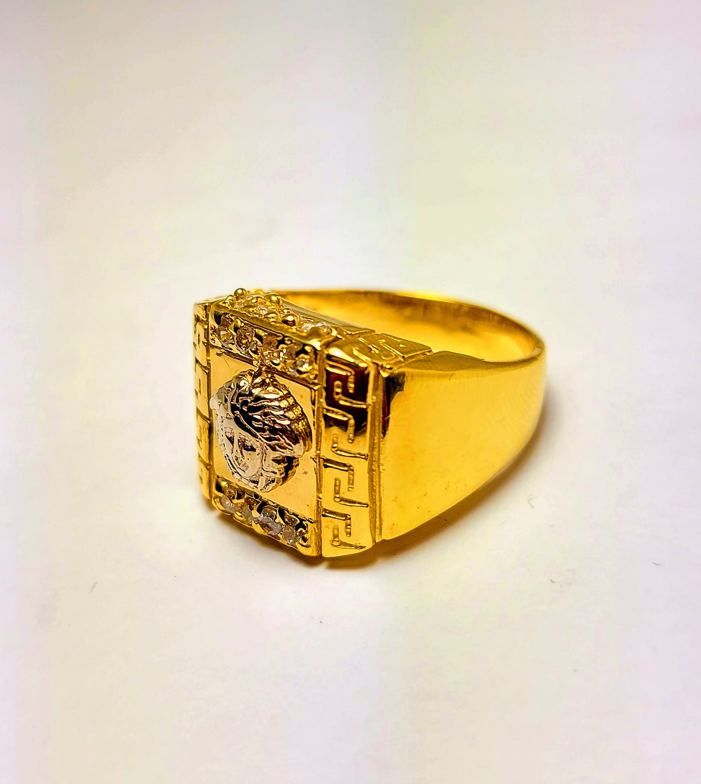 Gold Greek design ring for men