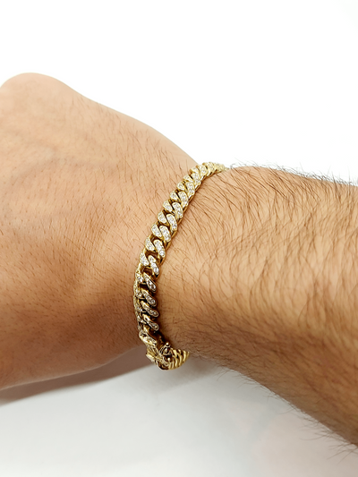 Solid gold tight Cuban bracelet with CZ 60$/gram