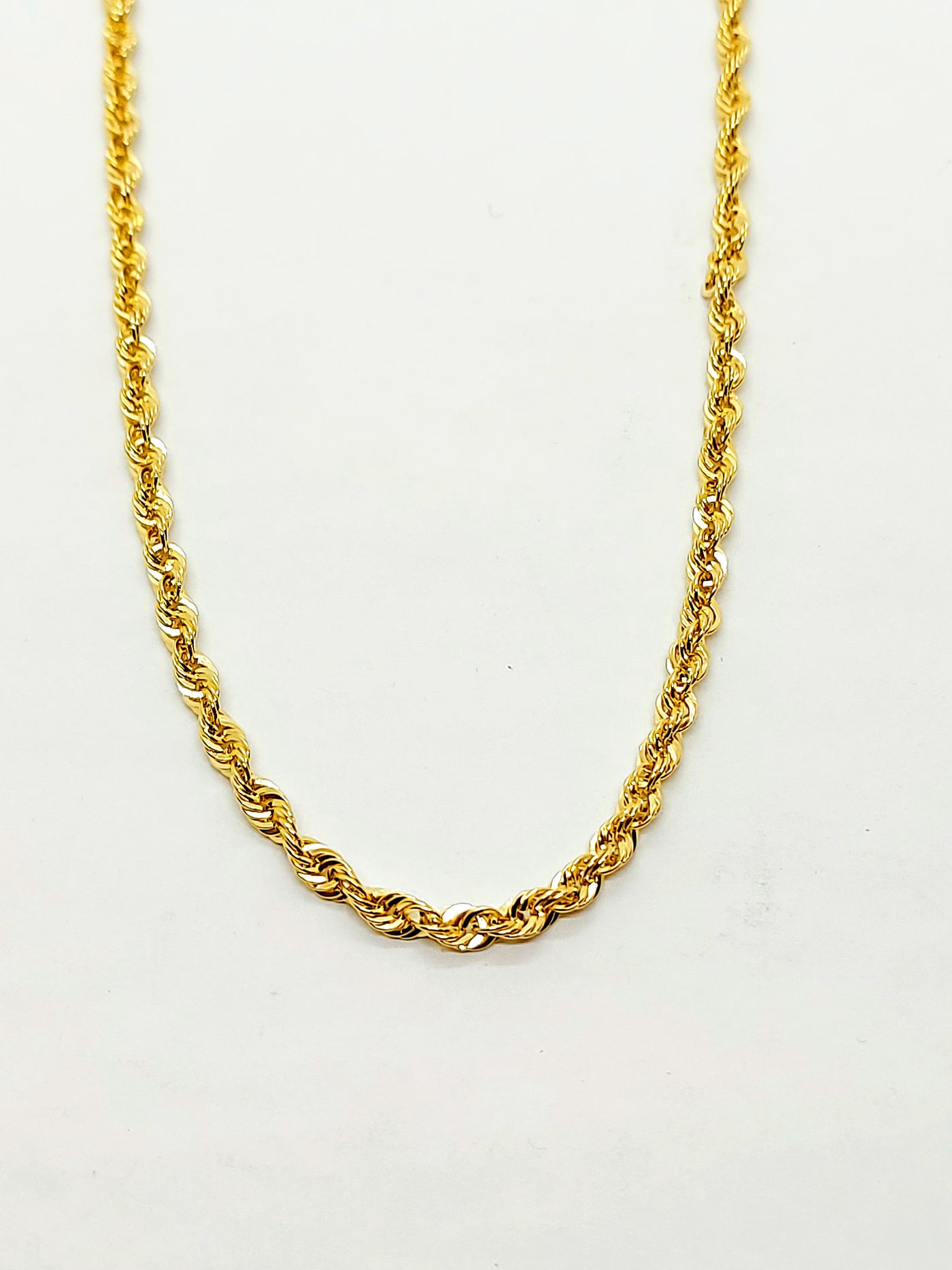 Customizable 10k Solid Gold Rope Chain Necklace ~3.5mm ~4mm ~4.5mm ~5.7mm 16'' 18in 20inch 22" 24in 26inch 28", 10k Rope Chain, Diamond-cut, Men, Woman