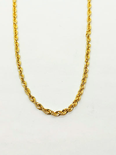 Customizable 10k Solid Gold Rope Chain Necklace ~3.5mm ~4mm ~4.5mm ~5.7mm 16'' 18in 20inch 22" 24in 26inch 28", 10k Rope Chain, Diamond-cut, Men, Woman