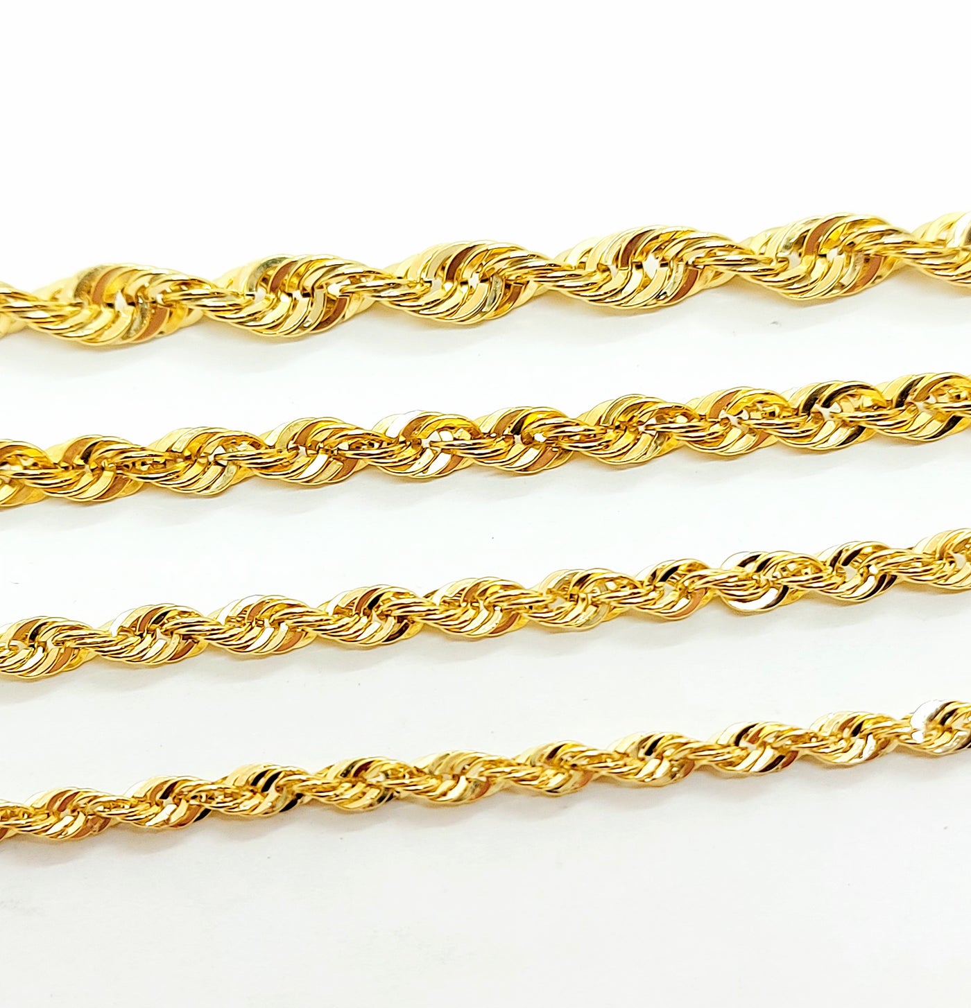 Customizable 10k Solid Gold Rope Chain Necklace ~3.5mm ~4mm ~4.5mm ~5.7mm 16'' 18in 20inch 22" 24in 26inch 28", 10k Rope Chain, Diamond-cut, Men, Woman