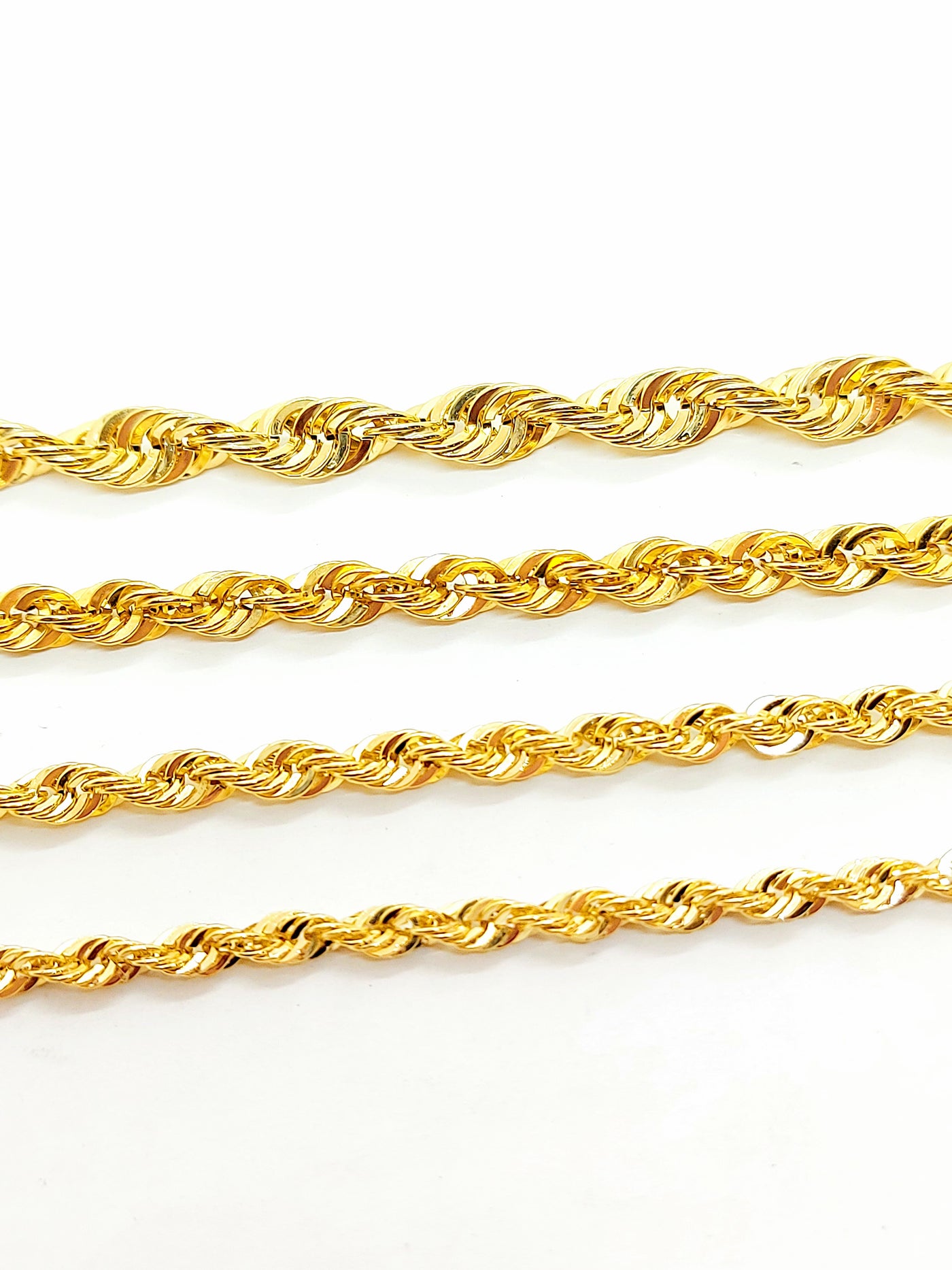 Customizable 10k Solid Gold Rope Chain Necklace ~3.5mm ~4mm ~4.5mm ~5.7mm 16'' 18in 20inch 22" 24in 26inch 28", 10k Rope Chain, Diamond-cut, Men, Woman