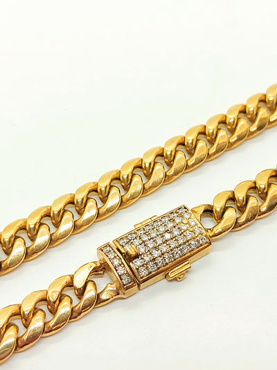 Semi Hollow Gold Cuban Chain with box lock for men