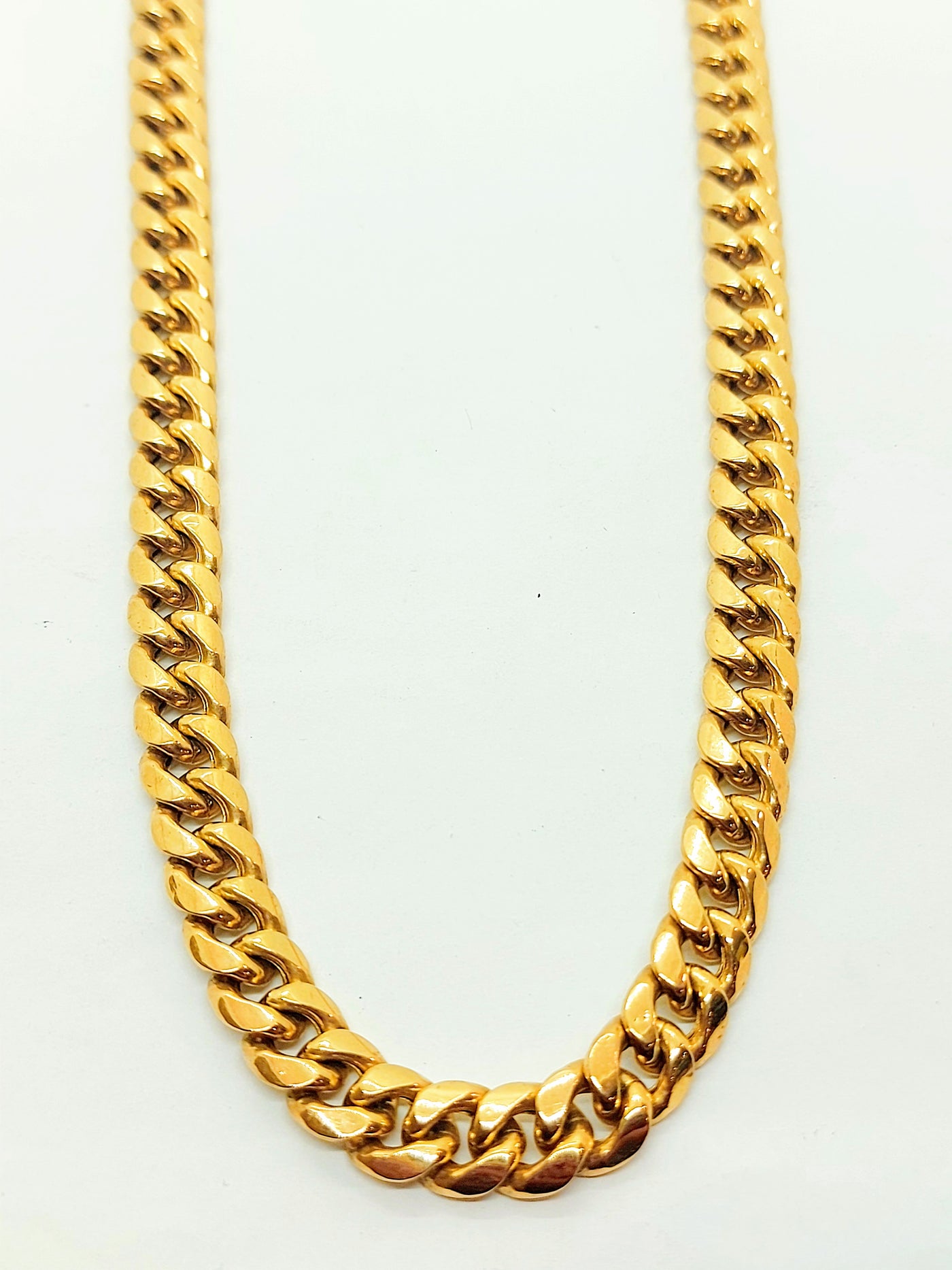 Semi Hollow Gold Cuban Chain with box lock for men