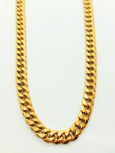 Semi Hollow Gold Cuban Chain with box lock for men