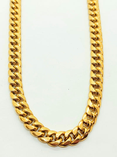 Semi Hollow Gold Cuban Chain with box lock for men