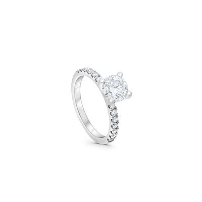 NATURAL Round cut DIAMOND | Pavé Round cut Engagement Ring