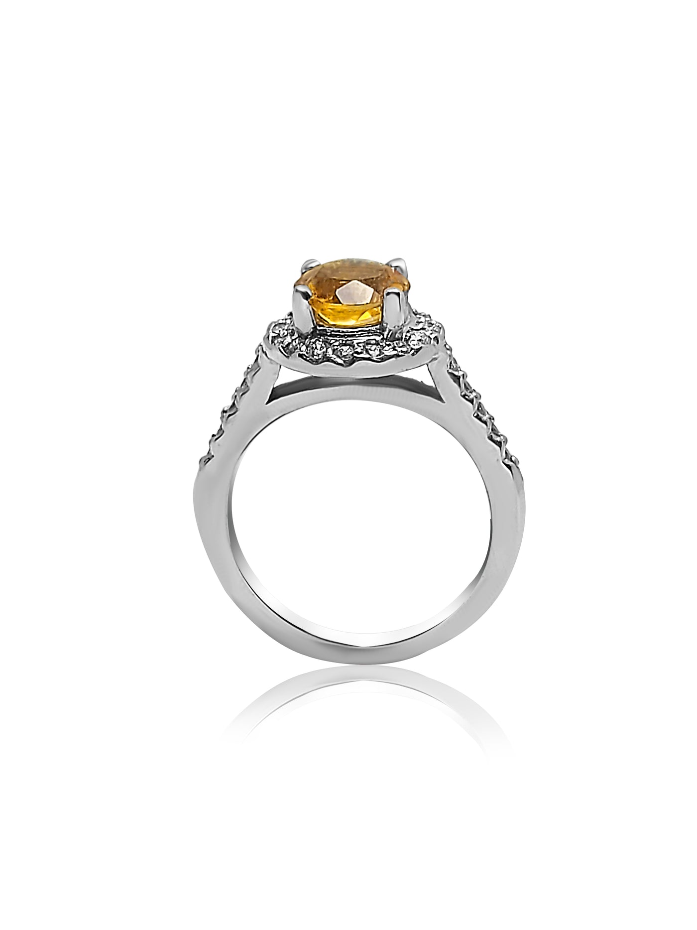 Halo Engagement Ring with Topaz stone and 0.35ct Round cut Diamonds