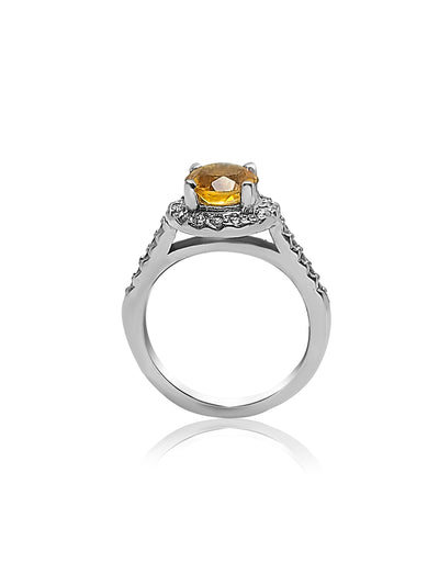 Halo Engagement Ring with Topaz stone and 0.35ct Round cut Diamonds