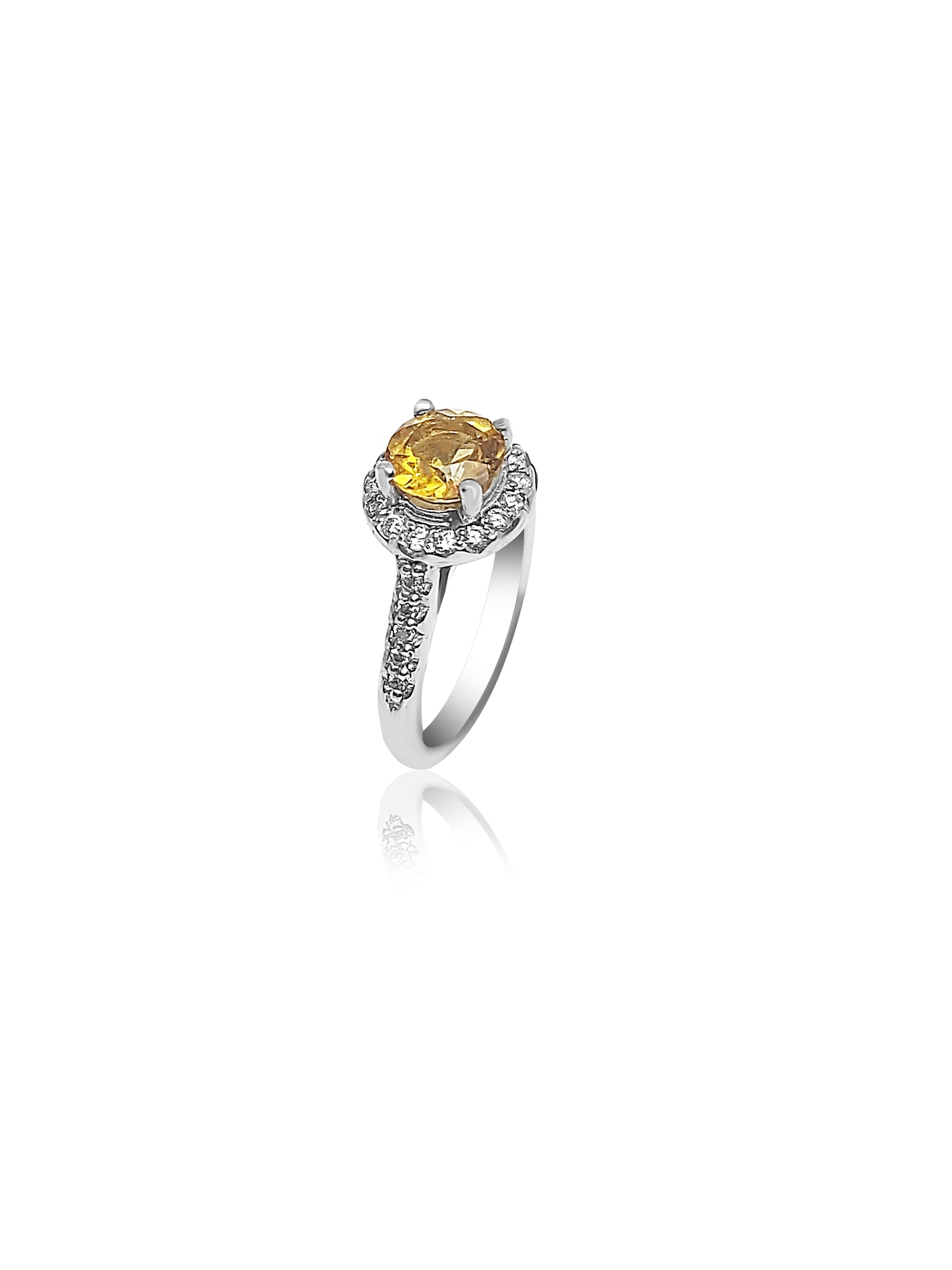 Halo Engagement Ring with Topaz stone and 0.35ct Round cut Diamonds