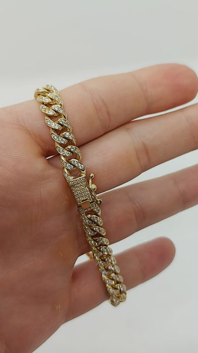 Solid gold tight Cuban bracelet with CZ 60$/gram